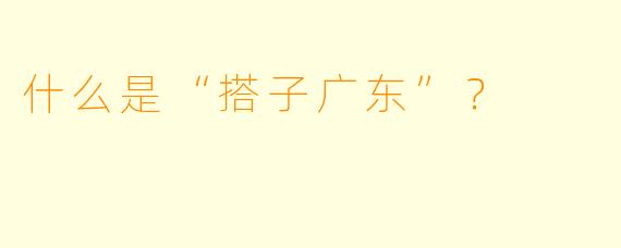 什么是“搭子广东”？  
