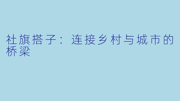 社旗搭子:连接乡村与城市的桥梁