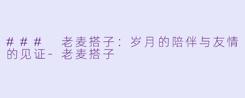 ### 老麦搭子：岁月的陪伴与友情的见证-老麦搭子