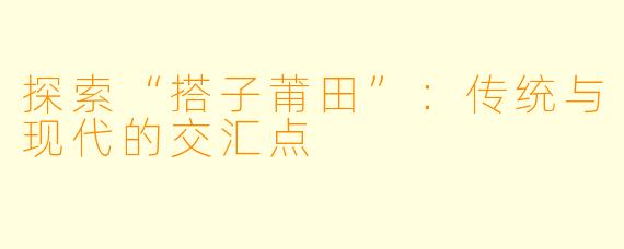 探索“搭子莆田”：传统与现代的交汇点