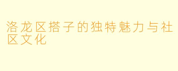 洛龙区搭子的独特魅力与社区文化