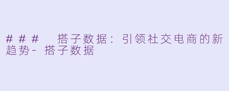 ### 搭子数据：引领社交电商的新趋势-搭子数据
