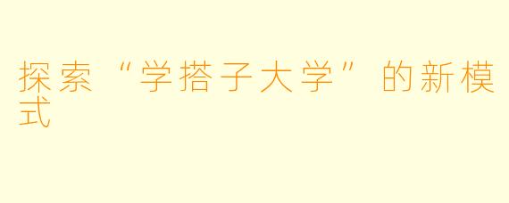 探索“学搭子大学”的新模式