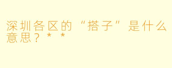 深圳各区的“搭子”是什么意思?**