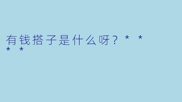 有钱搭子是什么呀？**  **
