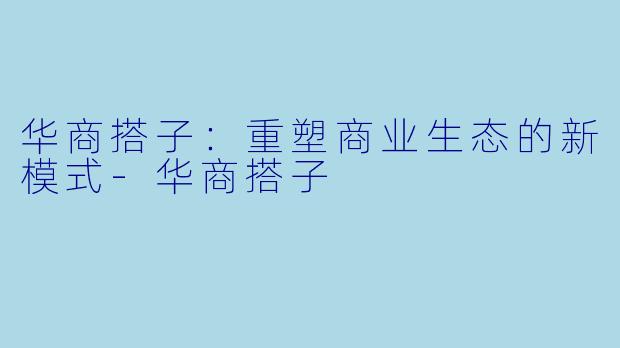 华商搭子：重塑商业生态的新模式-华商搭子