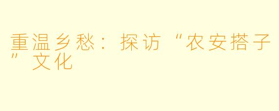 重温乡愁：探访“农安搭子”文化