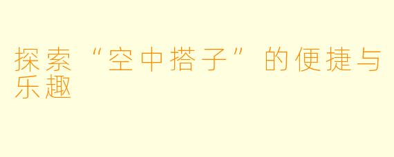 探索“空中搭子”的便捷与乐趣