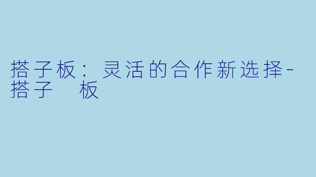 搭子板：灵活的合作新选择-搭子 板