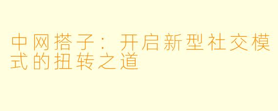 中网搭子：开启新型社交模式的扭转之道