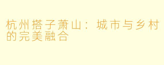 杭州搭子萧山：城市与乡村的完美融合