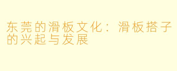 东莞的滑板文化：滑板搭子的兴起与发展