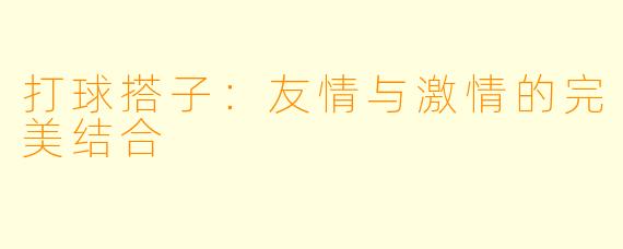打球搭子：友情与激情的完美结合