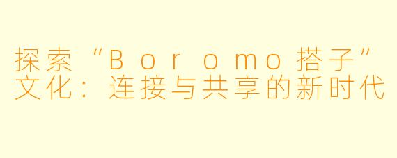 探索“Boromo搭子”文化:连接与共享的新时代