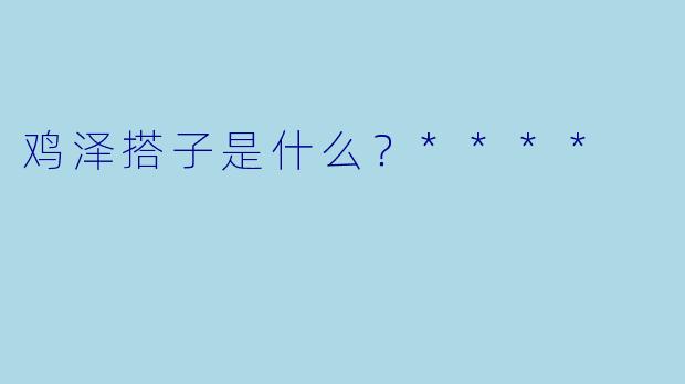 鸡泽搭子是什么?****