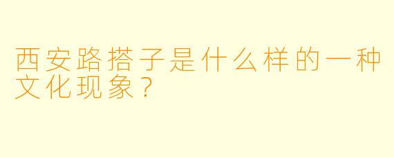 西安路搭子是什么样的一种文化现象？