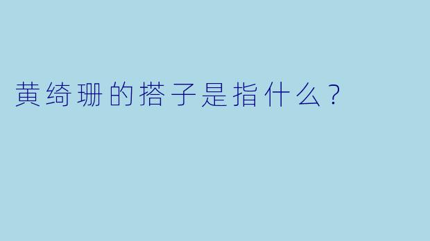 黄绮珊的搭子是指什么？