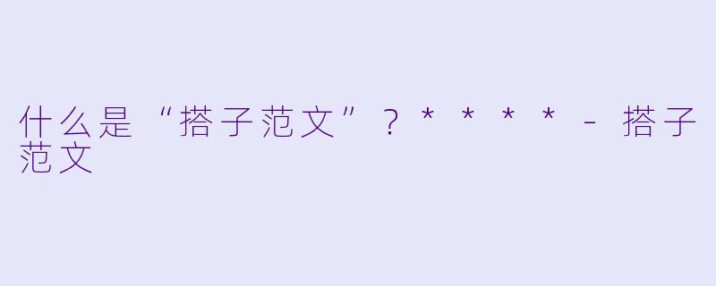 什么是“搭子范文”?****