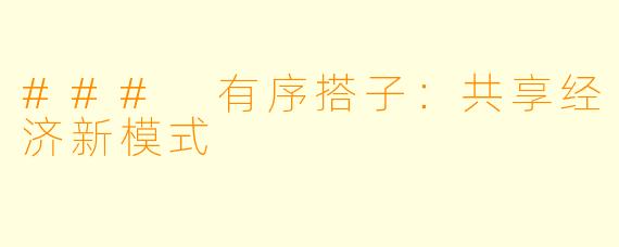 ### 有序搭子：共享经济新模式
