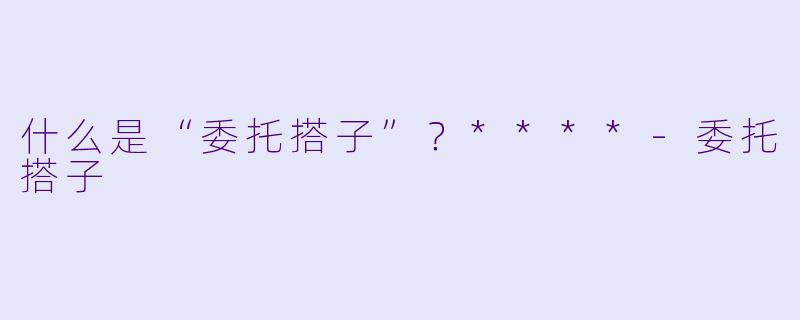 什么是“委托搭子”?****