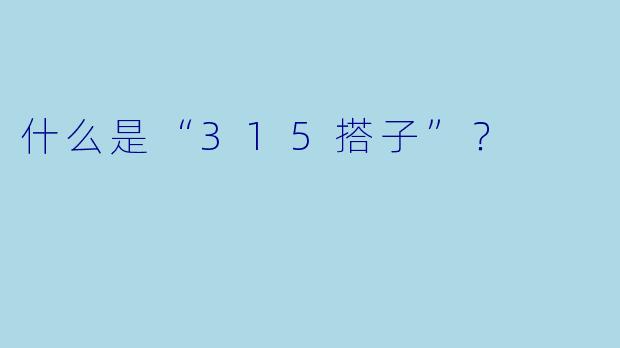 什么是“315搭子”？  