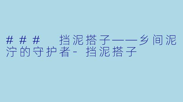 ### 挡泥搭子——乡间泥泞的守护者