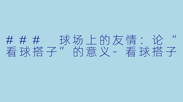 ### 球场上的友情：论“看球搭子”的意义-看球搭子
