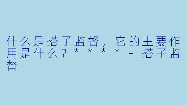 什么是搭子监督,它的主要作用是什么?****