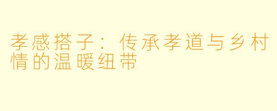 孝感搭子：传承孝道与乡村情的温暖纽带