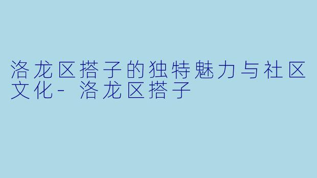 洛龙区搭子的独特魅力与社区文化-洛龙区搭子