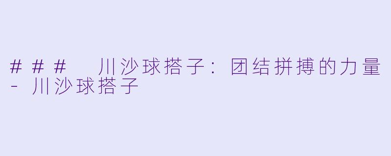 ### 川沙球搭子：团结拼搏的力量-川沙球搭子
