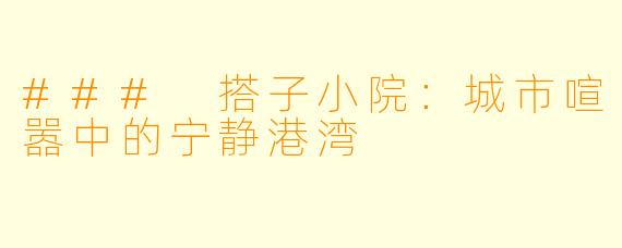 ### 搭子小院：城市喧嚣中的宁静港湾
