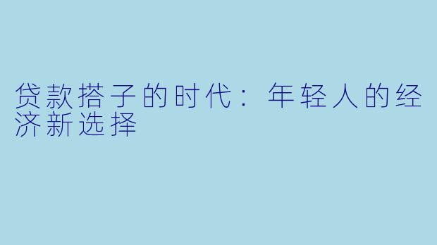 贷款搭子的时代：年轻人的经济新选择