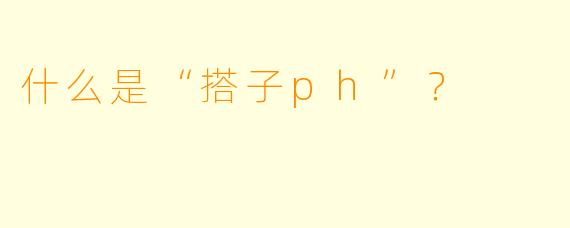 什么是“搭子ph”?