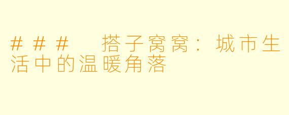 ### 搭子窝窝：城市生活中的温暖角落
