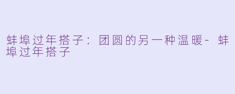 蚌埠过年搭子：团圆的另一种温暖-蚌埠过年搭子