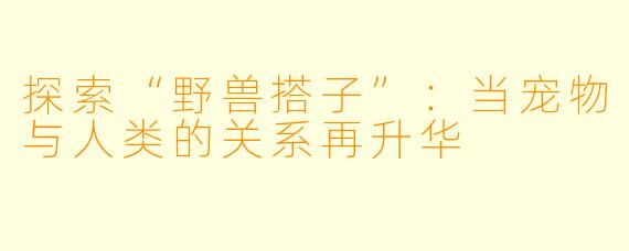 探索“野兽搭子”:当宠物与人类的关系再升华
