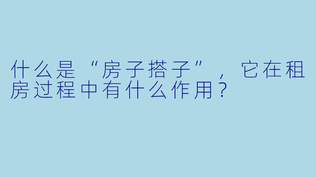 什么是“房子搭子”,它在租房过程中有什么作用?