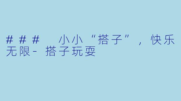 ### 小小“搭子”，快乐无限-搭子玩耍