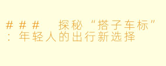 ### 探秘“搭子车标”：年轻人的出行新选择