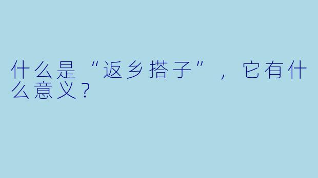 什么是“返乡搭子”,它有什么意义?