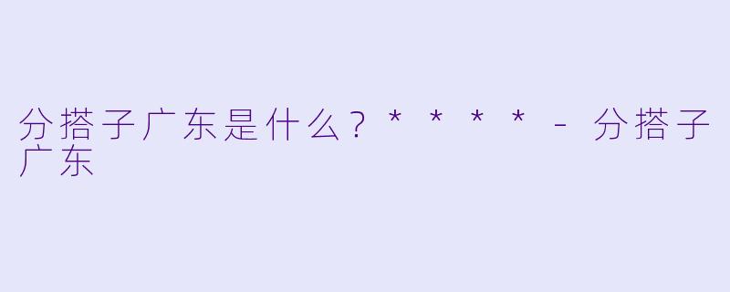 分搭子广东是什么？****