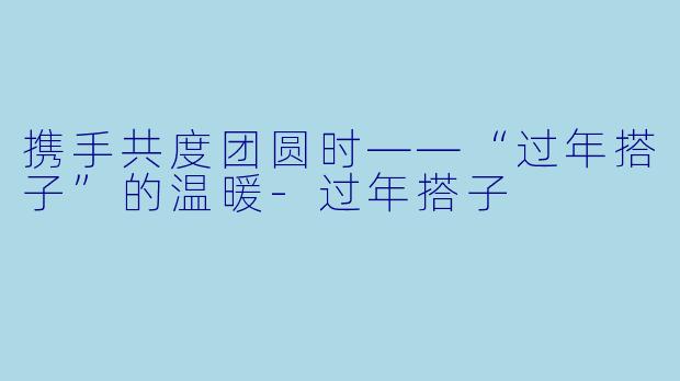 携手共度团圆时——“过年搭子”的温暖-过年搭子