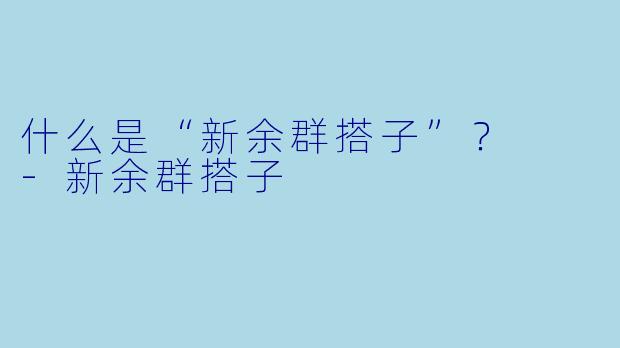 什么是“新余群搭子”？  