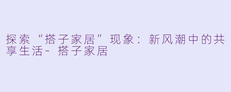 探索“搭子家居”现象：新风潮中的共享生活-搭子家居