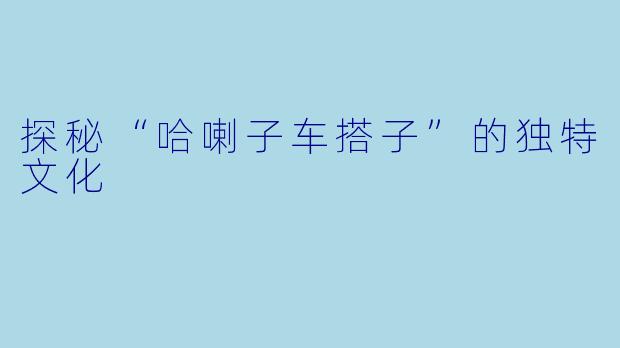 探秘“哈喇子车搭子”的独特文化