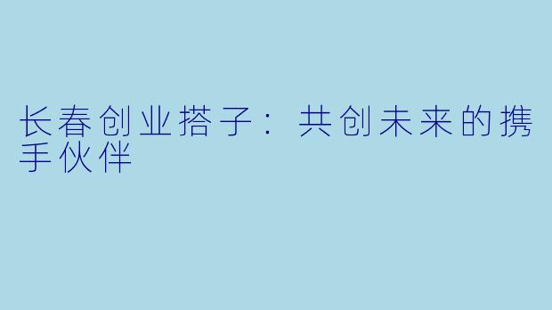 长春创业搭子:共创未来的携手伙伴