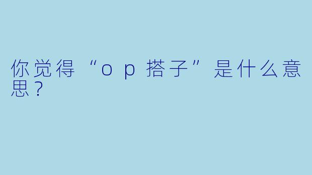 你觉得“op搭子”是什么意思？  