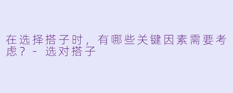 在选择搭子时，有哪些关键因素需要考虑？