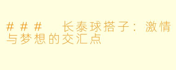 ### 长泰球搭子：激情与梦想的交汇点
